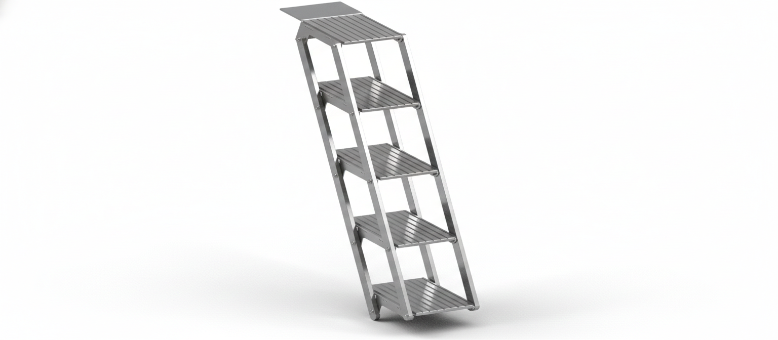 Escada Articulada - Peça náutica em aço inox para marinas